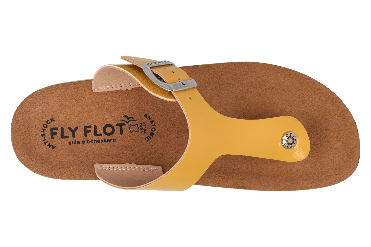 fly-flot-damen-pantolette-stoff-mit-schnalle-und-leder-fu-bett image 2