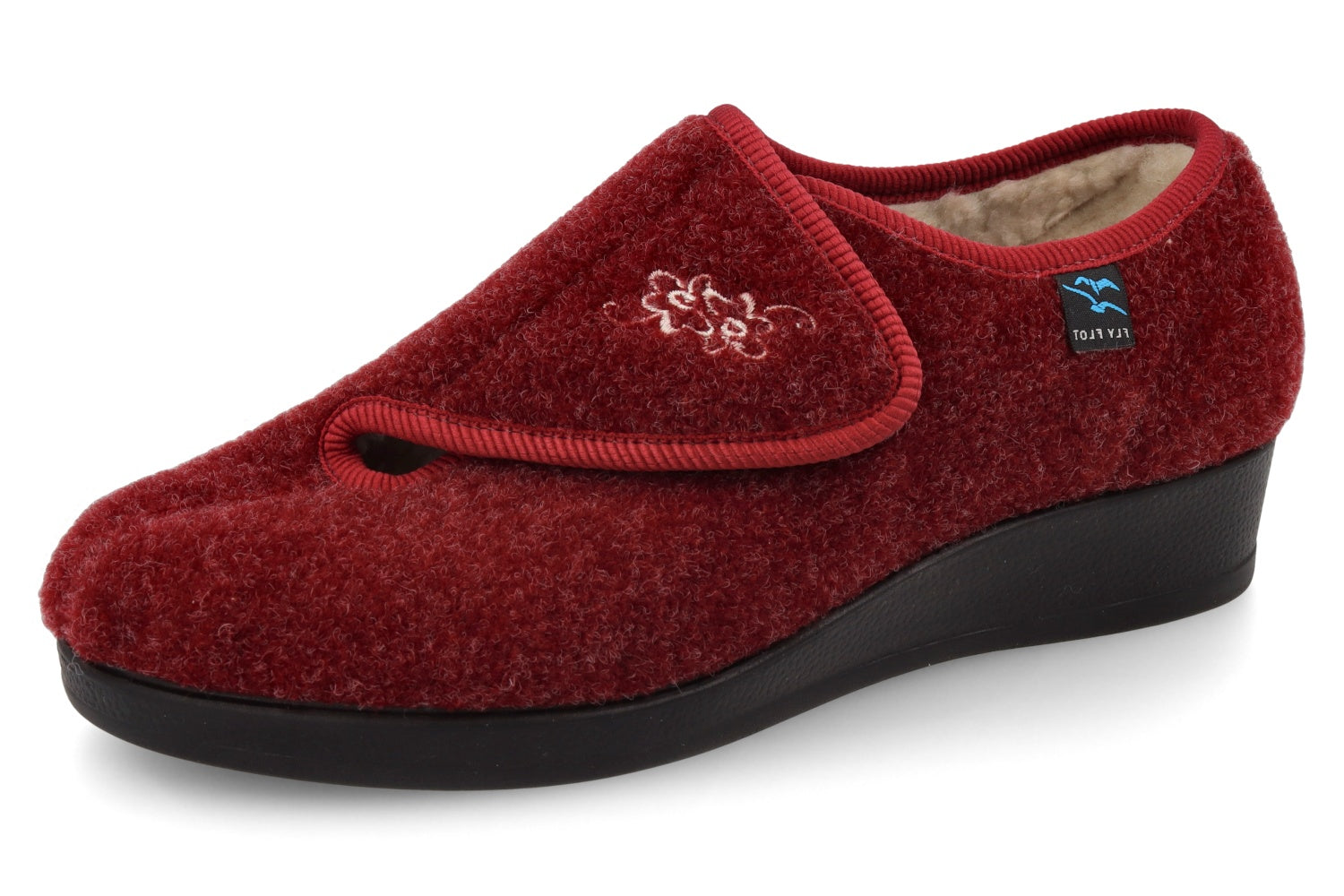 fly-flot-damen-pantoffel-aus-warmem-wollfilz-mit-klett-und-memory-fu-bett image 1