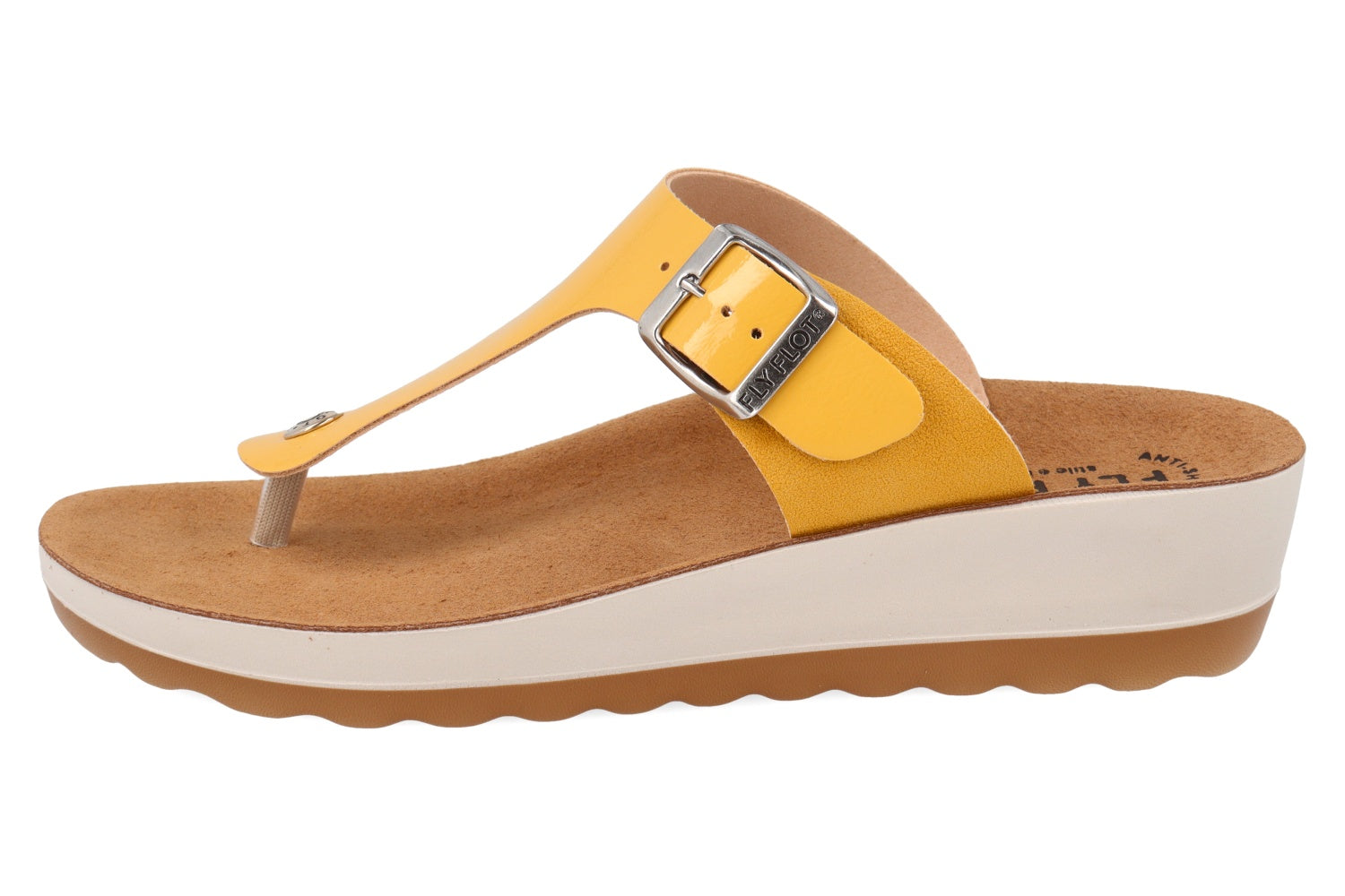 fly-flot-damen-pantolette-stoff-mit-schnalle-und-leder-fu-bett image 3