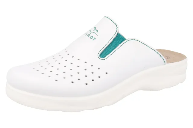 fly-flot-damen-pantolette-aus-gelochtem-leder-mit-elastik-und-3-5-cm-sohle image 1