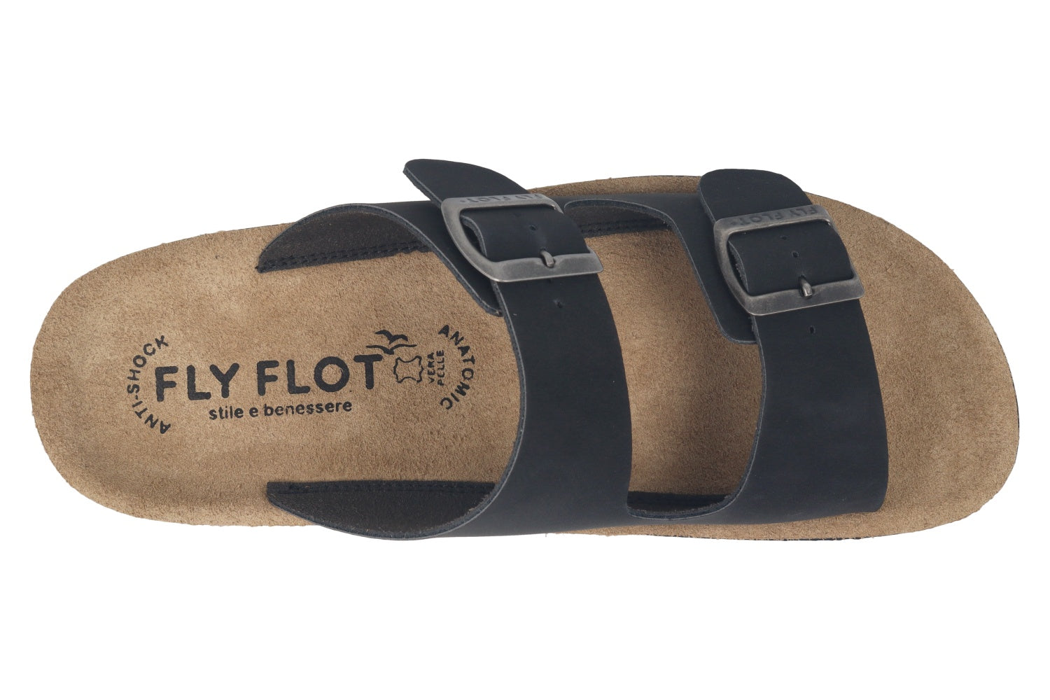 fly-flot-herren-pantolette-aus-eco-leder-mit-schnalle-und-leder-fu-bett image 2