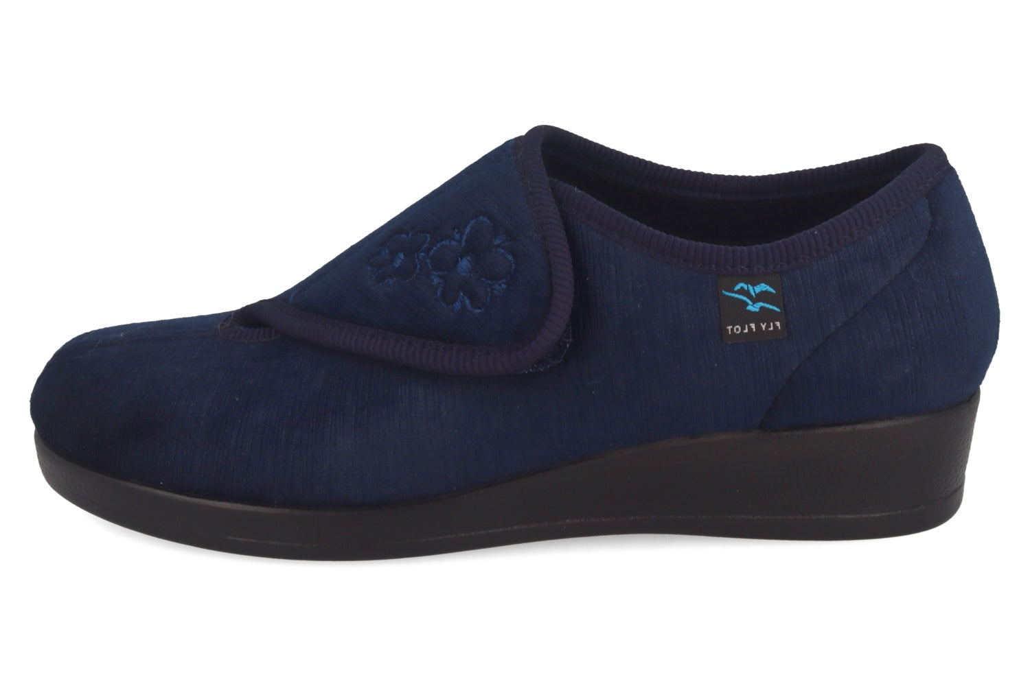 fly-flot-damen-pantoffel-aus-velours-mit-klett-und-wechselfu-bett-3-5-cm-sohle image 3
