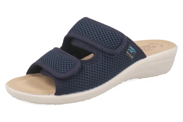 fly-flot-ciabatta-damen-pantolette-aus-elastischem-netz-klett-leder-fu-bett-4-cm image 1