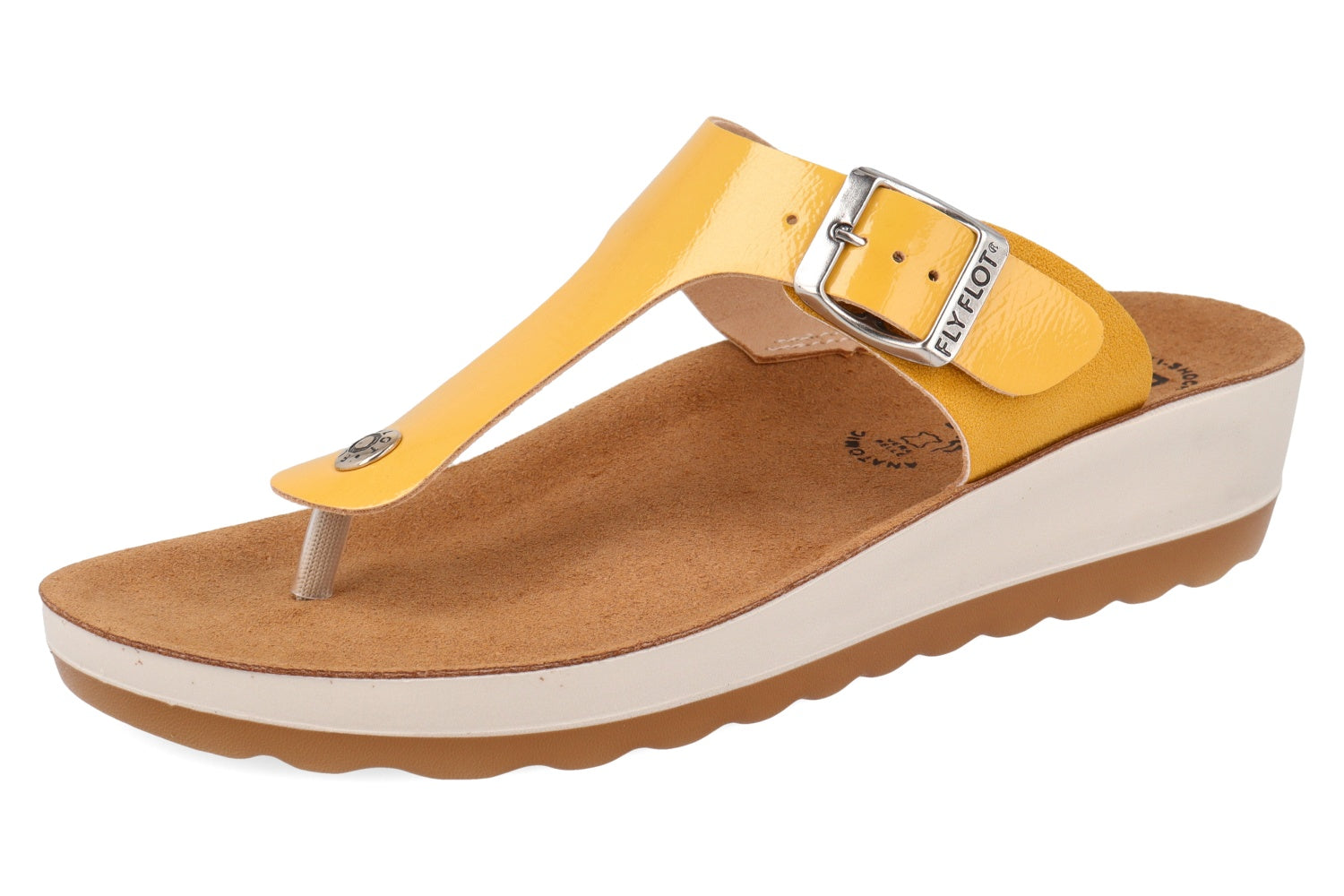 fly-flot-damen-pantolette-stoff-mit-schnalle-und-leder-fu-bett image 1