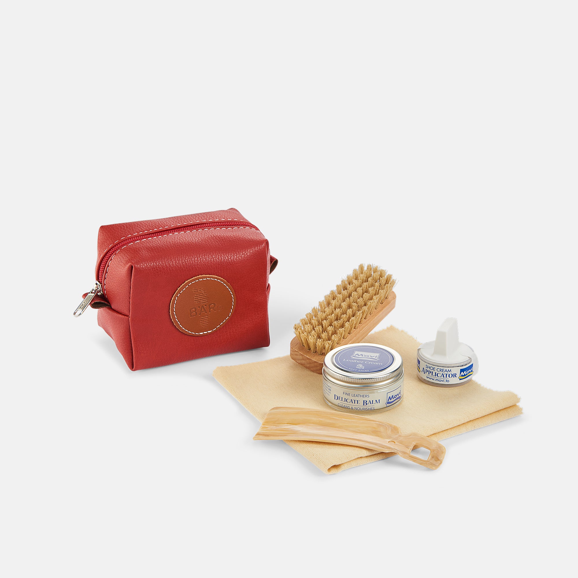 b-r-schuhpflege-set-in-ledertasche-rot-6-teilig image 2