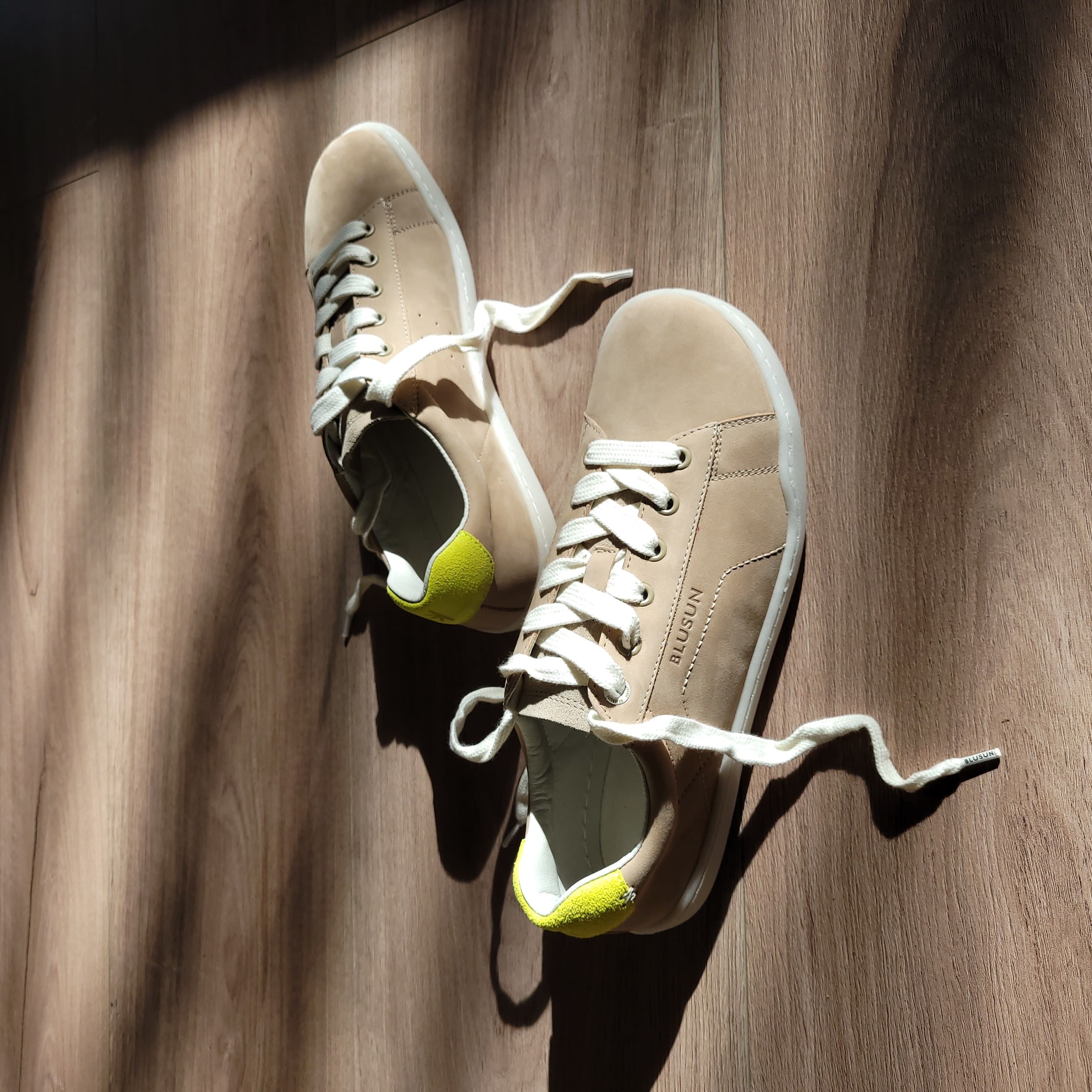 blusun-blsn-100w-barfu-sneaker-damen-beige-neon-nubukleder image 4