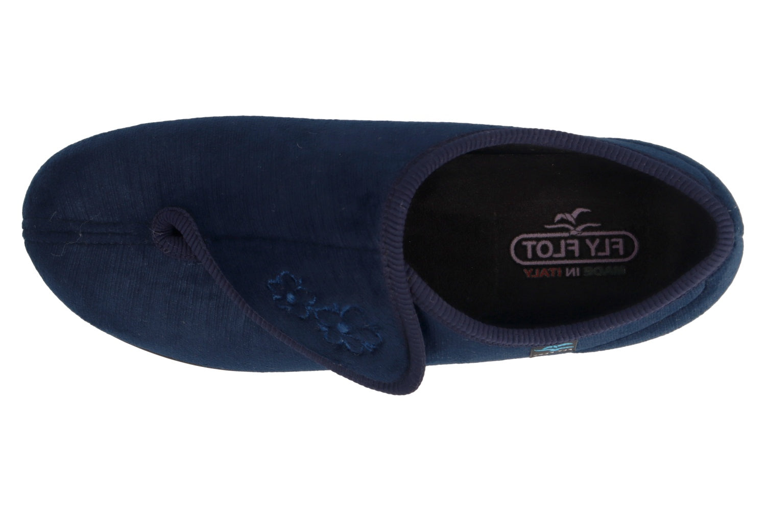 fly-flot-damen-pantoffel-aus-velours-mit-klett-und-wechselfu-bett-3-5-cm-sohle image 2