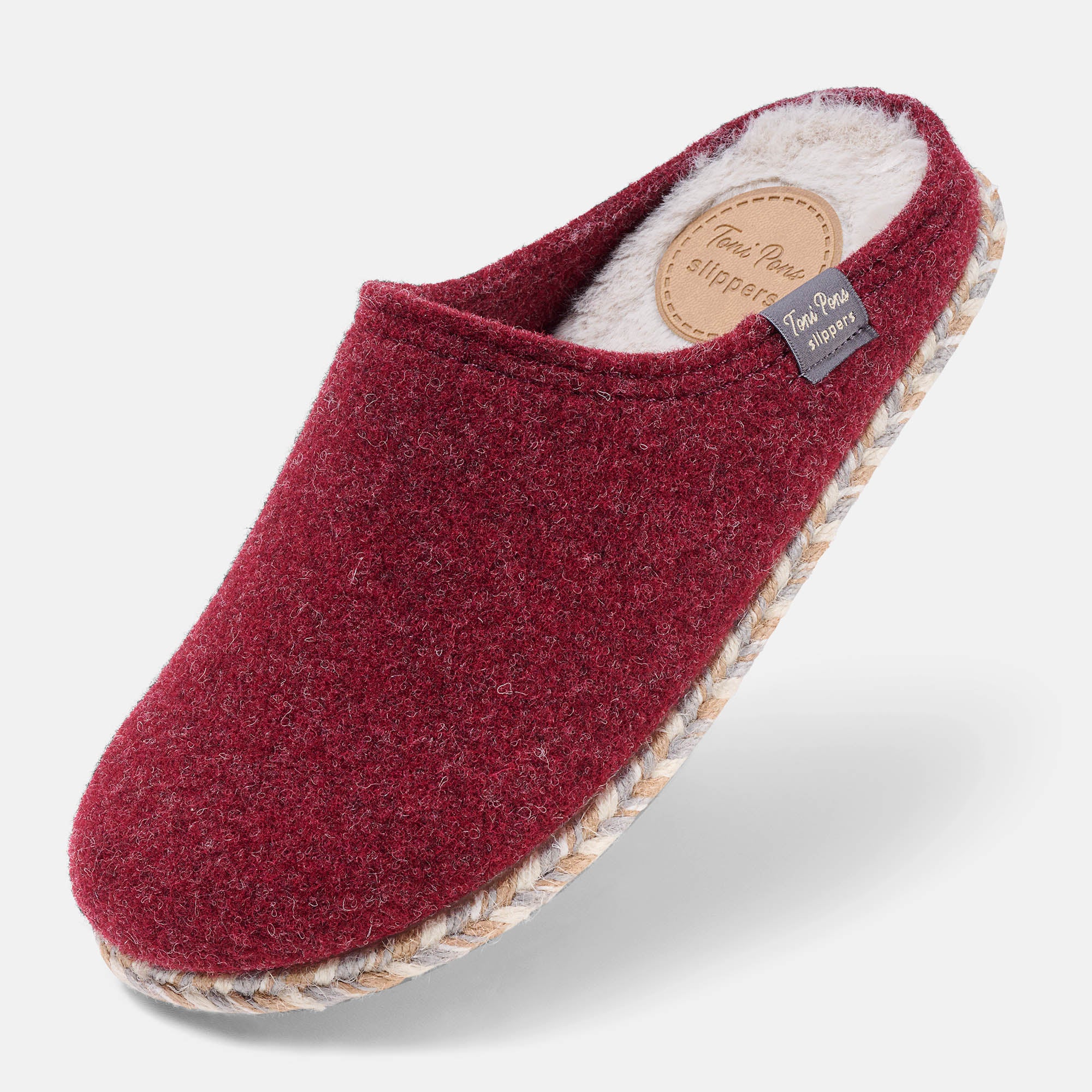 b-r-deli-filz-pantolette-mit-kunstfell-rot image 2
