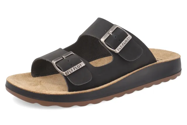 fly-flot-herren-pantolette-aus-eco-leder-mit-schnalle-und-leder-fu-bett image 1