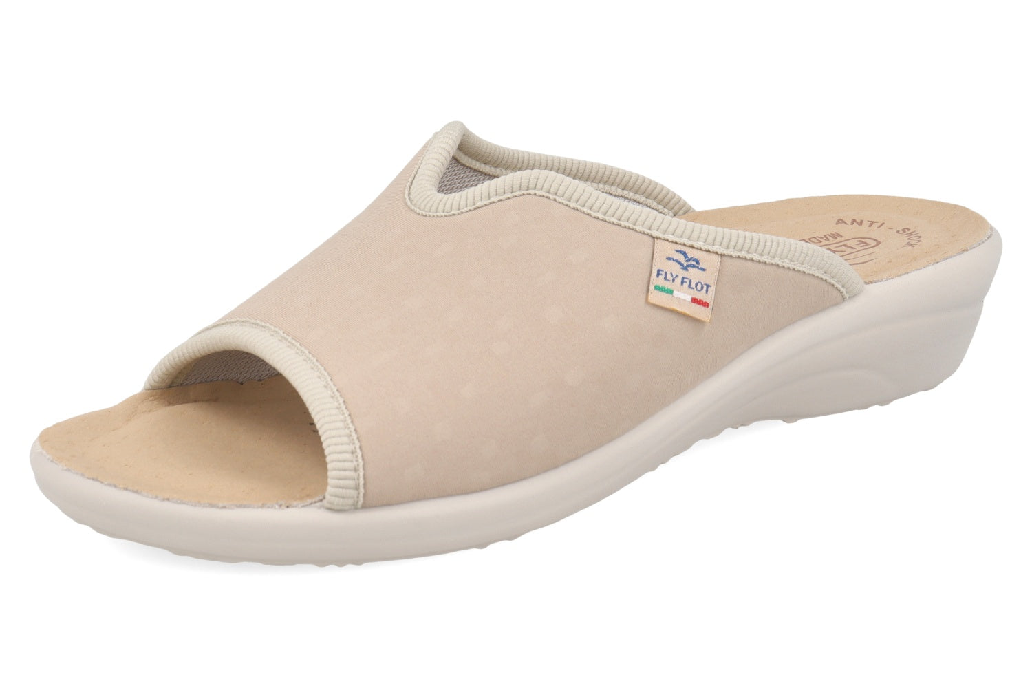 fly-flot-damen-pantoffel-stretch-microfaser-anti-shock-leder-4-cm-sohle image 1