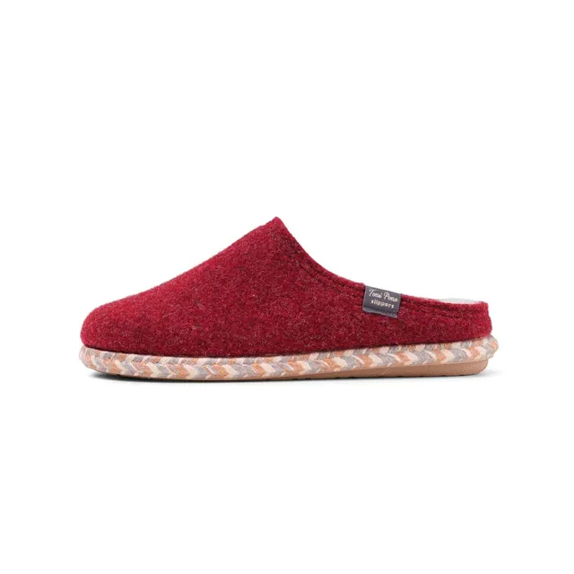 b-r-deli-filz-pantolette-mit-kunstfell-rot image 1