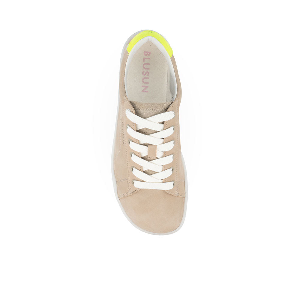 blusun-blsn-100w-barfu-sneaker-damen-beige-neon-nubukleder image 2