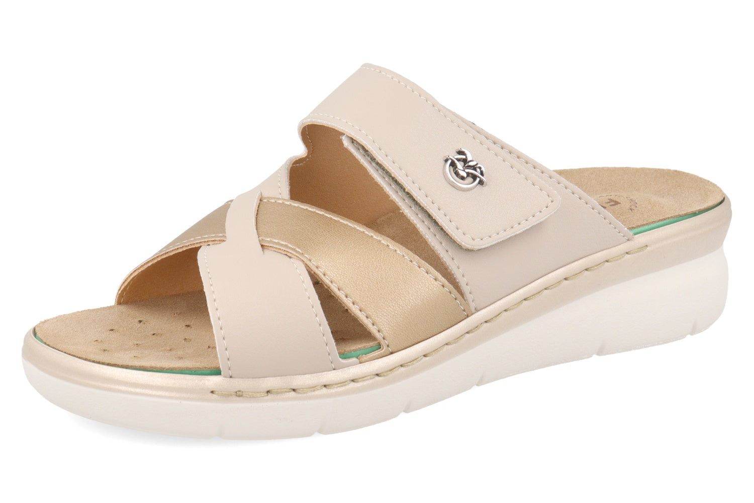 fly-flot-damen-pantolette-evopell-klettverschluss-leder-fu-bett-4-5-cm-sohle image 1