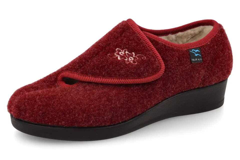 fly-flot-damen-pantoffel-aus-warmem-wollfilz-mit-klett-und-memory-fu-bett image 1