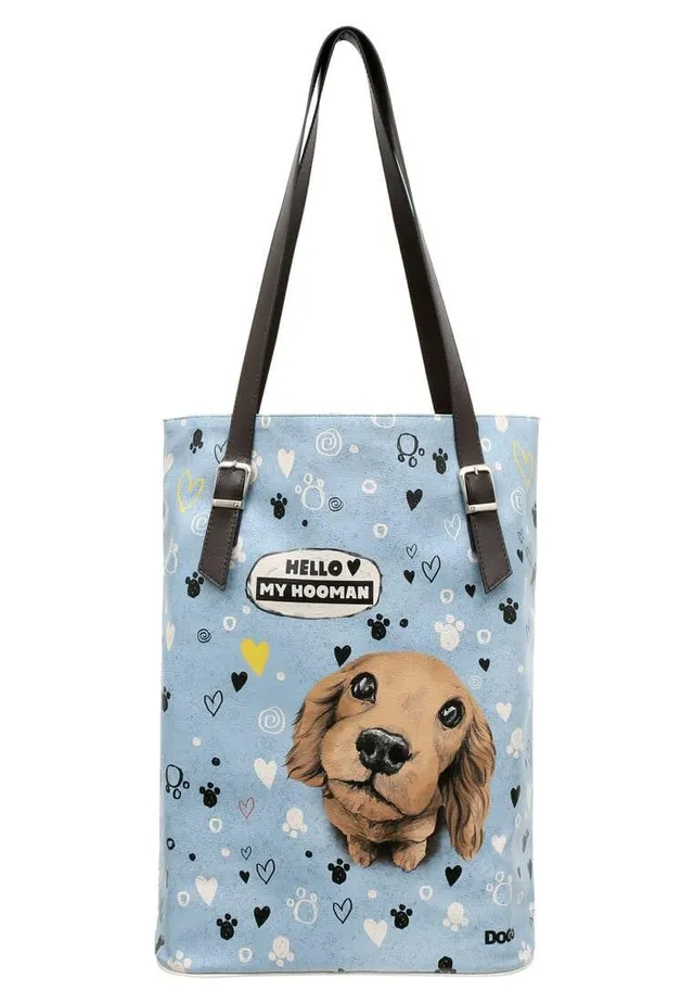 dogo-tall-bag-hello-my-hooman-vegane-damen-schultertasche image 1
