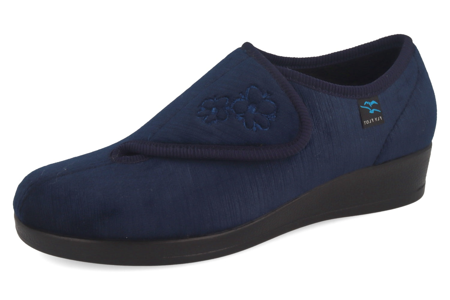 fly-flot-damen-pantoffel-aus-velours-mit-klett-und-wechselfu-bett-3-5-cm-sohle image 1