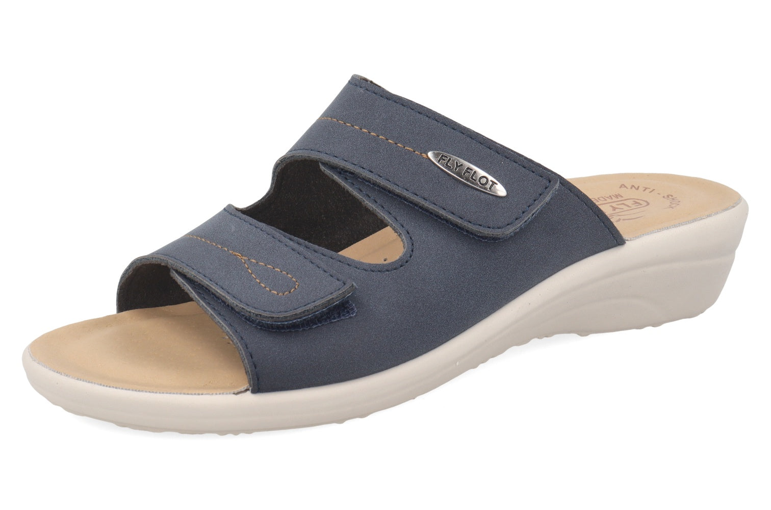 fly-flot-damen-pantolette-aus-ecopelle-mit-klett-und-4-cm-sohle image 1