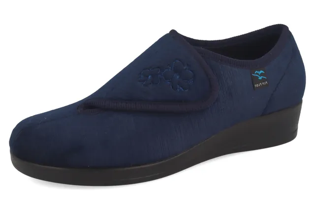 fly-flot-damen-pantoffel-aus-velours-mit-klett-und-wechselfu-bett-3-5-cm-sohle image 1